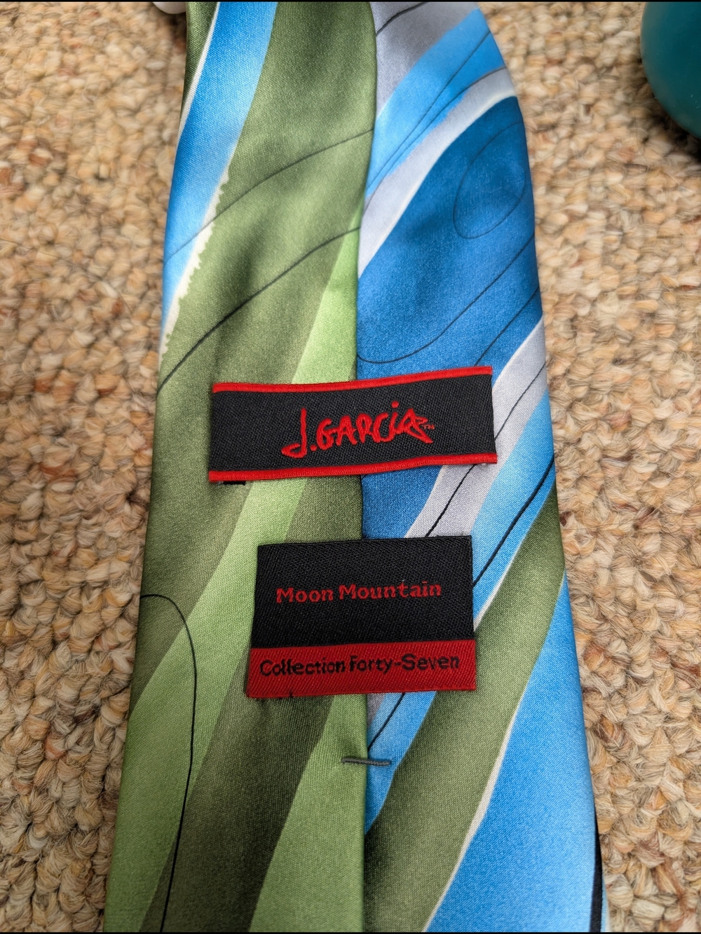 J. Garcia Moon Mountain Collection 47 Silk Tie Blue Green Abstract - Picture 5 of 6